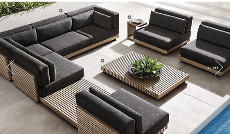 Meja Industrial, Sofa Area Externa, Weathered Teak, Teak Sofa, Outdoor Furniture Design, Budget Patio, Modern Outdoor Furniture, Outdoor Living Room, Linear Pattern