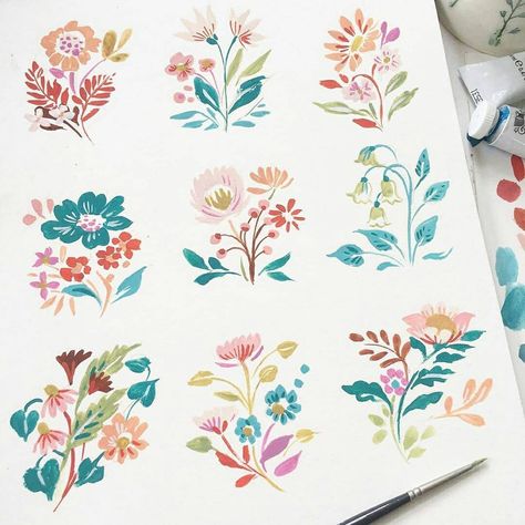 🍃🌿🌱 en Instagram: “Gorgeous florals with the prettiest colours! 🥰🥰 I love this! ✨ By @claretheresegray - Use the code 'plantdoodles' at checkout for 10% off…” Clare Therese, Illustrator Pattern, Color Theory Art, Flower Drawing Tutorials, Painting Nature, Loose Watercolor, Floral Drawing, Watercolor Sketchbook, Plant Painting