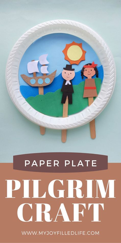 The kids will have so much fun making this Pilgrims Paper Plate Craft! It's a great Thanksgiving activity for the kids to for a unit study, story time activity, or harvest party. Pilgrim Art Projects For Kids, Thanksgiving Placemat Craft Preschool, Pilgrim Crafts, Pilgrim Thanksgiving, Thanksgiving Arts And Crafts, Nursery Crafts, Paper Plate Craft, Thanksgiving Stories, Thanksgiving Activity