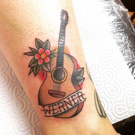 Other one from today, bad light :( #acousticguitar #guitar #guitartattoo #traditionalguitartattoo #traditionaltattoo #traditional #tattooflash #flashtattoo #girlswithtattoos #girlstattoo #girls #musictattoo #art #artwork #desing #heimwärtstattoo #sabinehierling #Sabbse #Linz #köln #Bonn #Koblenz #familytattoo Guitar Tattoo Design, Guitar Tattoo, Cat Tattoo Designs, Traditional Tattoo Design, Dad Tattoos, Music Tattoo, Matching Tattoo, Family Tattoos, Tat Ideas