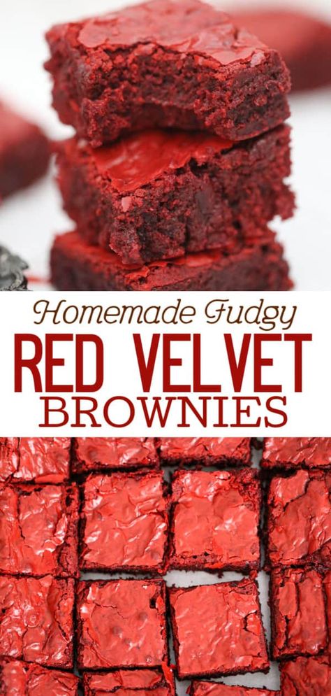 Velvet Brownies, Red Velvet Brownies, Easy Baking Recipes Desserts, Tasty Baking, Sweet Snacks Recipes, Baked Dessert Recipes, Fun Baking Recipes, Easy Baking Recipes, Cooking Recipes Desserts