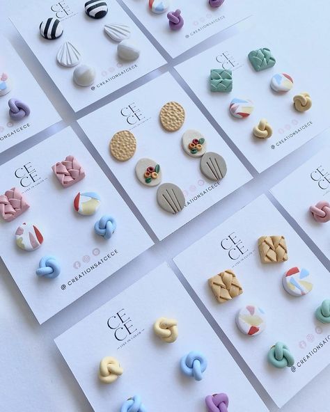 Clay Earring Studs, Diy Stud Earrings, Clay Earrings Studs, Diy Earrings Studs, Polymer Jewellery, Polymer Clay Studs, Clay Studs, Polymer Clay Stud Earrings, Homemade Earrings