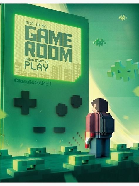 Game Room Poster Ideas, Gaming Posters Design, Game Style Art, Arcade Poster Graphic Design, Retro Gaming Poster, Gamer Poster Design, Retro Gaming Logo, Modern Pixel Art, Pixel Art Poster Design