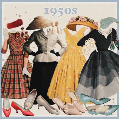 1950 Dresses Vintage Classy, 50s Fashion Moodboard, 50s Moodboard, 50s Aesthetic Outfits, Fifties Aesthetic, 1950s Moodboard, 50s Chic, Retro Outfits 90s, Artsy Style Outfits