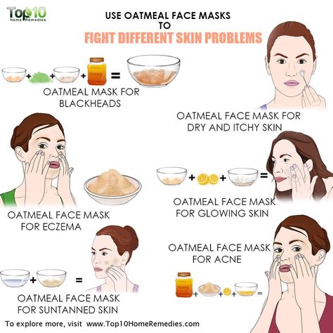 Use Oatmeal Face Masks to Fight Different Skin Problems | Top 10 Home Remedies Oats Face Mask, Suntanned Skin, Oatmeal Face Mask, Oatmeal Mask, Back Acne Remedies, Make Oatmeal, Anti Aging Face Mask, Face Mask For Pores, Top 10 Home Remedies