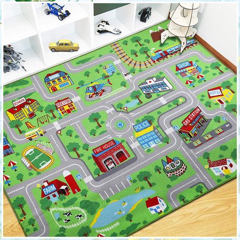 Capslpad Kids Rug Educational Play Rug 6.6' x 5' Traffic Road Kids Play Car Mat Large Learning Play Game Area Rug Kids Carpet Kids Playroom Rugs, Playroom/living Room, Road Rug, Play Car, Game Area, Road Kids, Educational Play, Playroom Rug, Play Rug