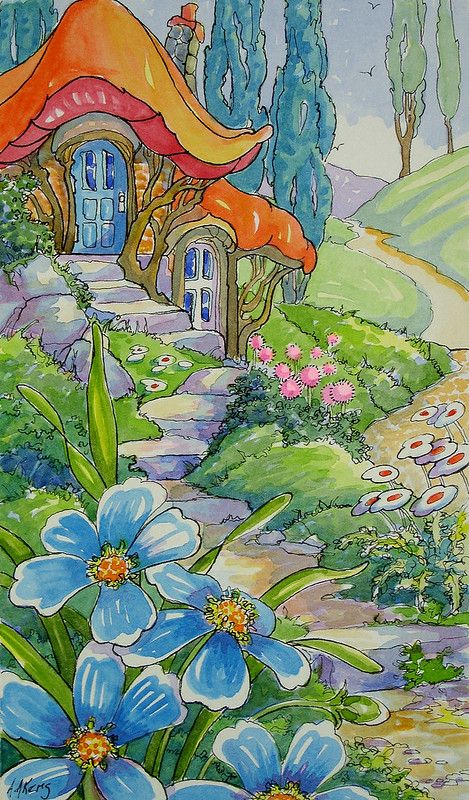 Alida Akers, Cottage Illustration, Storybook Art, Storybook Cottage, Marjolein Bastin, Cottage Art, Hur Man Målar, Little Cottage, Fairytale Art