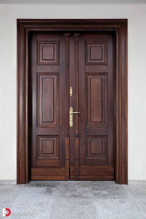 Modern And Beautiful Front Door Design Ideas - Engineering Discoveries Pintu Ganda, Latest Door Designs, Wooden Double Doors, House Main Door, House Front Door Design, Modern Wooden Doors, Modern Gate, Beautiful Front Doors, Front Door Design Wood