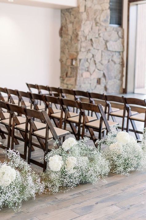 Floral Columns Wedding Ceremony, Baby’s Breath Aisle, Aisle Florals Wedding, Isle Decor Wedding, Flower Lined Aisle Wedding, Flowers Down The Aisle Wedding, Aisle Flowers Wedding Walkways, Isle Flowers Wedding, Aisle Decorations Wedding Indoor