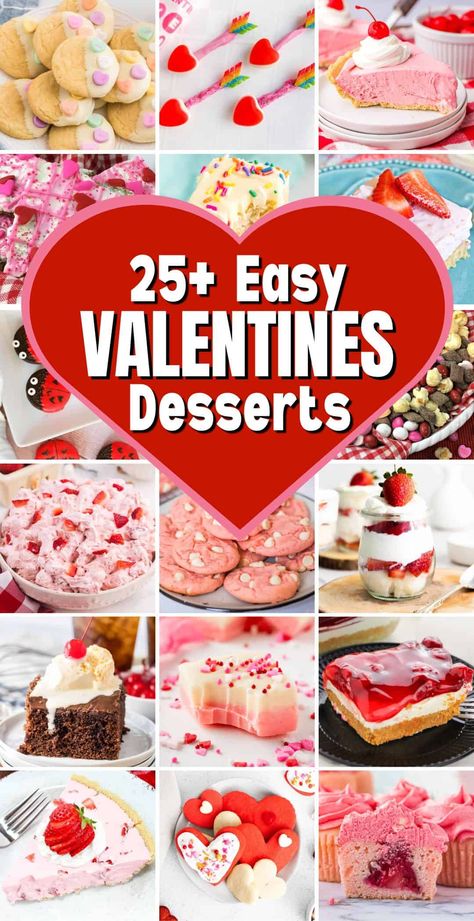 25+ Easy Valentine's Day desserts including no-bake desserts, cookies, strawberry desserts, 3- and 4-ingredient desserts, cute desserts, decadent desserts, and more! Valentine Desserts Ideas, Valentine Dessert Ideas, Amy Pohler, Desserts Cute, 4 Ingredient Desserts, Valentines Dessert, Valentine Dessert, Valentines Recipes, Valentines Desserts