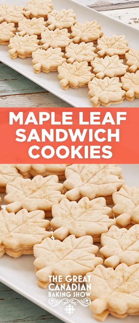 Canadian Baking, Maple Leaf Cookies, Cookie Sandwich Recipes, Maple Cookies, Maple Recipes, Maple Syrup Recipes, Leaf Cookies, Maple Cream, Canadian Food