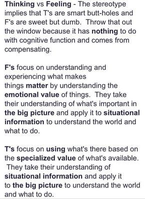 Myers-Briggs (MBTI) - Thinking vs. Feeling (are you a T or an F?) Thinking Vs Feeling, Briggs Personality Test, Intj And Infj, Personality Profile, Personality Psychology, Infj Personality Type, Intj Personality, Myers Briggs Personality Types, Myers–briggs Type Indicator