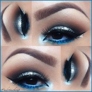 **PUEDE SER** Dallas Cowboys Makeup, Silver Eye Shadow, Beautiful Eye Makeup, Silver Eye, Blue Eyeshadow, Kiss Makeup, Gorgeous Makeup, Love Makeup, Beautiful Makeup