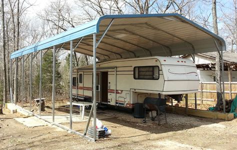 rv shelter regular metal rv carport 12x36x12 is $1400 Metal Rv Carports, Rv Shelter, Rv Garage Plans, Custom Metal Buildings, Rv Carports, Rv Covers, Portable Carport, Steel Carports, Carport Plans