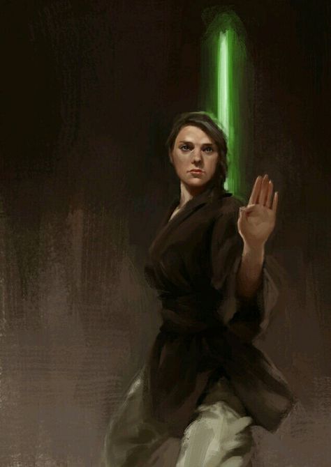 Let's #RebootthePrequels! More about the project at www.jamesschannep.com/starwars   Jedi human female with a green lightsaber. Star Wars Female Jedi, Star Wars Female, Female Jedi, John Bennett, Jedi Art, Edge Of The Empire, Sabre Laser, Star Wars 1977, Star Wars Characters Pictures