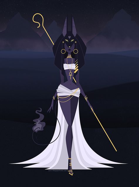 Anubis by Little Paper Forest, via Behance - this would be a hella cool cosplay Egyptian Goddess, Mythology Art, Foto Poses, Goddess Art, Afro Art, Egyptian Art, Fantasy Illustration, Black Women Art, 그림 그리기