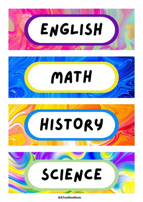 School subject labels free printable Subjects School Labels, Subject Labels Free Printables, Subjects Label, Subject Labels For Notebooks, School Subject Labels Free Printables, Labels For Notebooks, School Subject Labels, Subject Stickers, School Labels Printables