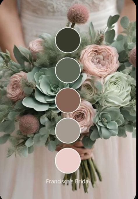 Green Theme Wedding Bouquet, Olive And Sage Wedding, Jade Wedding Theme, Green And Grey Wedding Colors, Moss Green Wedding Colors, Wedding Ideas Olive Green, Spring Green Wedding Colors, Dusty Sage Wedding Color Schemes, Sage Green Wedding Theme Color Palettes