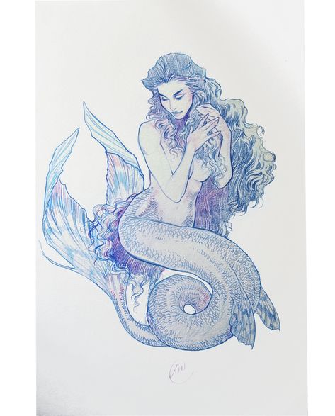 Mystical Mermaid, Mermaid Sketch, Mermaid Pose, Whale Song, Mermaid Artwork, Mermaid Drawings, Fairytale Art, Mermaid Art, A Mermaid