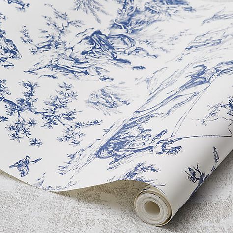 Seasons Toile Wallpaper, Navy Blue Toile Wallpaper, L Wallpaper, Toile Wallpaper, Scenic Wallpaper, Blue White Decor, Blue Toile, Wallpaper Walls Decor, Navy Wallpaper, Chinoiserie Wallpaper