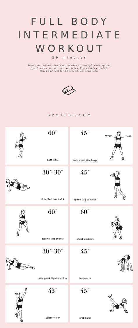 Get in shape, boost your endurance, and reduce your stress levels with this intermediate workout routine for women. A set of 10 bodyweight exercises to strengthen and tighten your whole body and speed up your metabolism! https://www.spotebi.com/workout-routines/full-body-intermediate-workout-routine/ Walking To Lose Stomach, Whole Body Circuit Workout, 20 Minute Core Workout, Whole Body Fat Burning Workout, Toned Body Workout Plan, Lean And Toned Workout, 10 Minute Dumbbell Workout, Whole Body Dumbbell Workout, Dumbell Routine