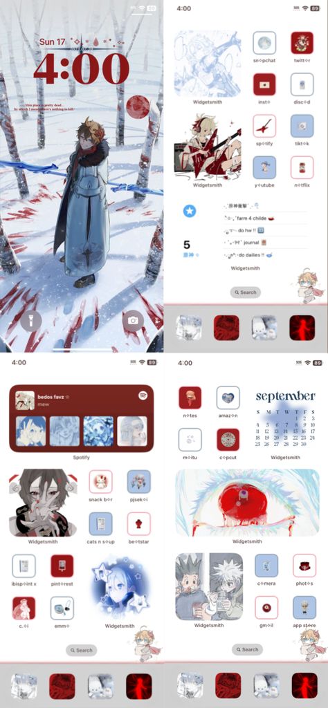 Phone Backgrounds Widget Ideas, Phone Aesthetic Theme Ideas, Theme Inspo Phone, Iphone Genshin Theme, Design Iphone Home Screen, Phone Widget Inspiration, Tt Pfp Ideas, Tgcf Homescreen Layout, Cute Phone Ideas Homescreen