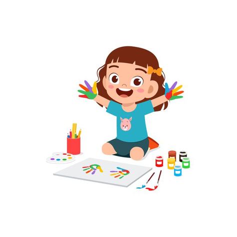 Cute little boy using paint to hand for ... | Premium Vector #Freepik #vector #watercolor #school #hand #education Animal Masks For Kids, Paper Background Design, Crayon Set, Best Anime Drawings, Eyes Drawing, Flower Drawing Design, Book Illustration Art, Drawing Drawing, Chores For Kids