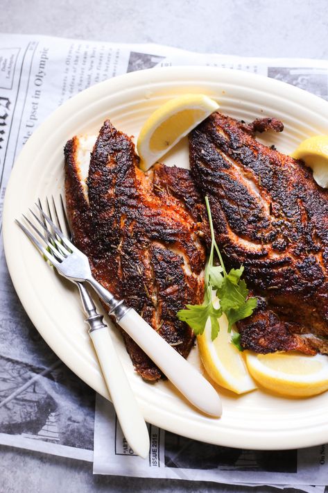 Cajun-Inspired Blackened Red Snapper Snapper Filet Fish Recipes, Red Snapper Recipes Baked In Foil, Red Snapper Filet Recipes Baked, Snapper Fish Recipes Baked, Grilled Snapper Fish Recipes, Blackened Red Snapper, Red Snapper Recipes Baked, Snapper Recipes Baked, Seafood Cuisine