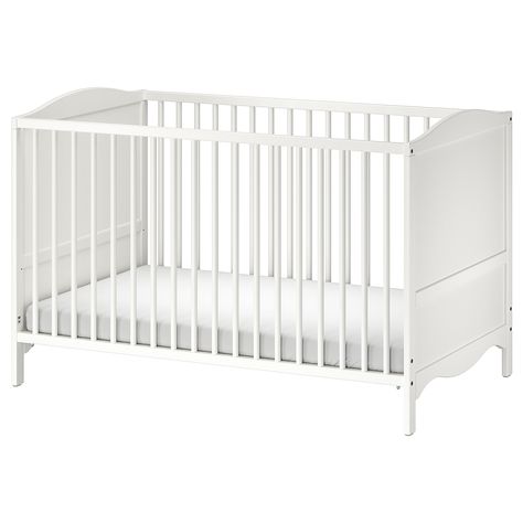 A shared bedroom for parents and their newborn baby - IKEA Ikea Crib, Ikea Mattress, Cottage Nursery, Bed Base Frame, Painted Beds, Bed End, Bed Rails, One Bed, Ikea Family