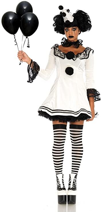 Pierrot Clown Costume, Circus Costumes Women, Spooky Circus, Cute Clown Costume, Broken Doll Costume, Pierrot Costume, Scary Women, Scary Clown Costume, Black And White Clown