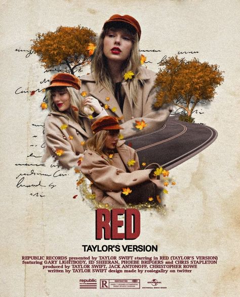 Taylor Swift Red Songs, Red Song, Red Journal, Blondie Girl, Business Poster, Fan Poster, Taylor Swift Posters, Taylor Swift Red, Red Taylor