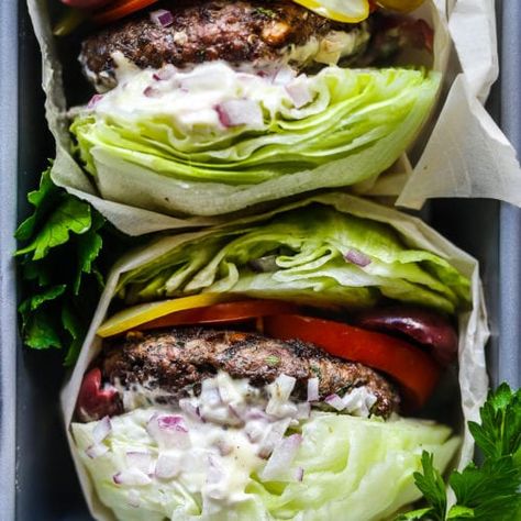 Whole30 Greek Burgers - Paleo | PrimalGourmet Whole30 Lunch Ideas, Greek Burgers, Whole30 Lunch, Greek Burger, Summer Bbq Recipes, Whole 30 Lunch, Whole 30 Diet, Paleo Whole 30, Paleo Dinner