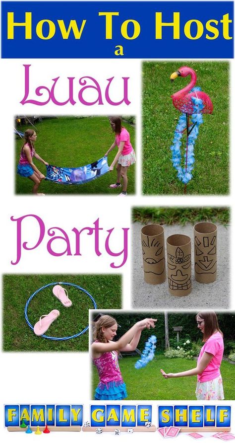 Luau Theme Party Games, Tropical Theme Party Games, Luau Game Ideas, Tropical Party Games For Adults, Luau Party Game Ideas, Luau Birthday Party Games, Hawian Luau Party Ideas, Indoor Luau Party Games, Hawaiian Theme Party Games