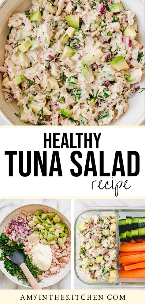 Light Tuna Recipes, Livy Method Lunch, Tuna Salad Salad Recipe, Ways To Eat Tuna Salad, Elevated Tuna Salad, White Tuna Recipes, Lunches With Tuna Pouches, Lunch Meal Prep Tuna, Tuna Salad Wrap Healthy