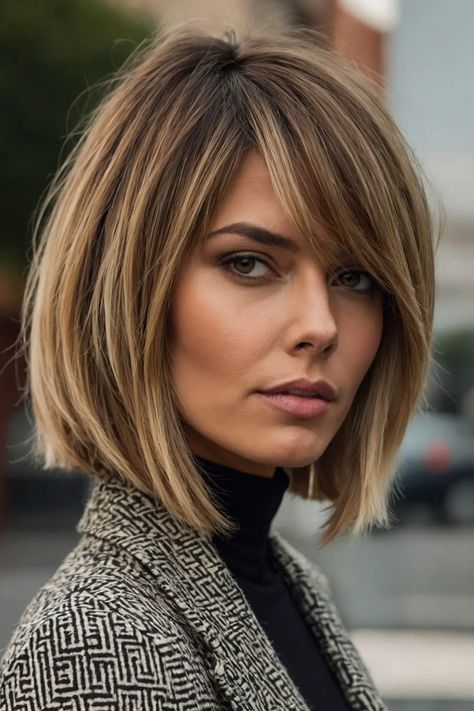 Blond Bob With Dark Roots, Bob Haircut For Thick Hair, Sleek Short Hair, Κούρεμα Bob, Chin Length Haircuts, Hair Goal, Bench Storage, Chin Length Hair, Sleek Bob