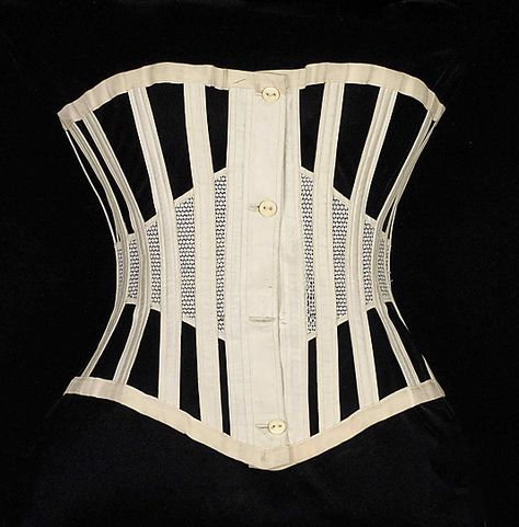 Corset Probably Royal Worcester Corset Company (American, 1864–1950) Date: ca. 1872 Culture: American Medium: Cotton, bone Dirndl, Couture, 1879 Fashion, Victoria Era, Contour Fashion, Summer Corset, Historical Garments, Corset Making, 1870s Fashion