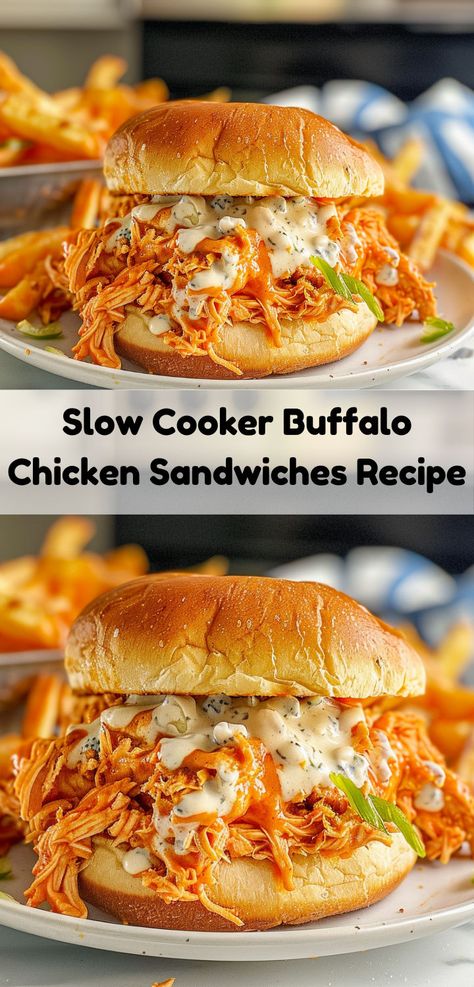 Ranch Coleslaw, Slow Cooker Buffalo Chicken, Crockpot Buffalo Chicken, Spicy Buffalo Chicken, Easy Buffalo Chicken, Buffalo Chicken Wraps, Buffalo Chicken Recipes, Buffalo Chicken Sandwiches, Chicken Sandwich Recipes