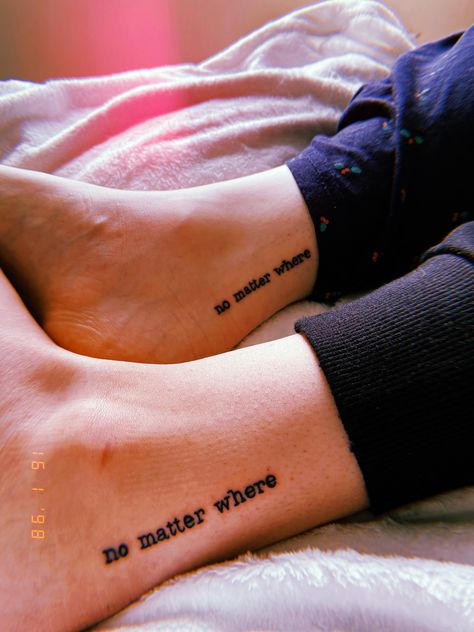 Tattoos Long Distance Friendship, Sister Tattoos Distance, Bestie Quote Tattoos, Matching Tattoos For Long Distance Couples, Long Distance Best Friend Tattoos Small, Bestie Tattoos Long Distance, Long Distance Couple Tattoo Ideas, 2 Best Friends Tattoo, Best Friend Tattoos No Matter Where