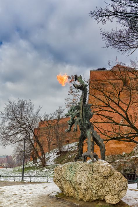 Krakow Dragon, Wawel Dragon, Polish Aesthetic, Polish Core, Poland Trip, Polish Traditions, Bronze Statues Sculpture, Armchair Travel, European Travel Tips