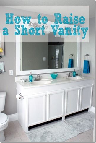 How to Raise a Short vanity without buying a new one! Vanity Redo, Bathroom Vanity Storage, House Storage, Builder Grade, Diy Vanity, Smart Ideas, Vanity Storage, Renovation Design, Trendy Bathroom