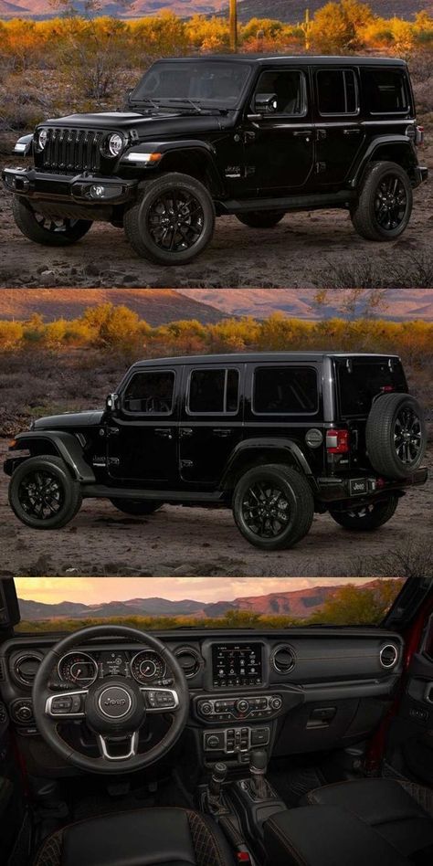 Black Jeep Wrangler High Altitude, Jeep Types, Luxury Jeep Wrangler, Blacked Out Jeep Wrangler, Jeep Wrangler High Altitude, Cool Jeeps Wrangler, All Black Jeep, Jeep Wrangler Aesthetic, Black Jeep Wrangler Unlimited