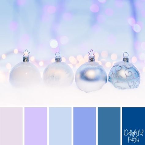 christmas color palette - Silver Christmas Baubles DelightfulPaths.com Natal, Purple Christmas Palette, Snowflake Color Palette, Snowman Color Palette, Christmas Lights Color Palette, Color Palette Winter 2024/2025, Christmas Color Pallettes, Colour Palette Winter, Blue Christmas Color Palette