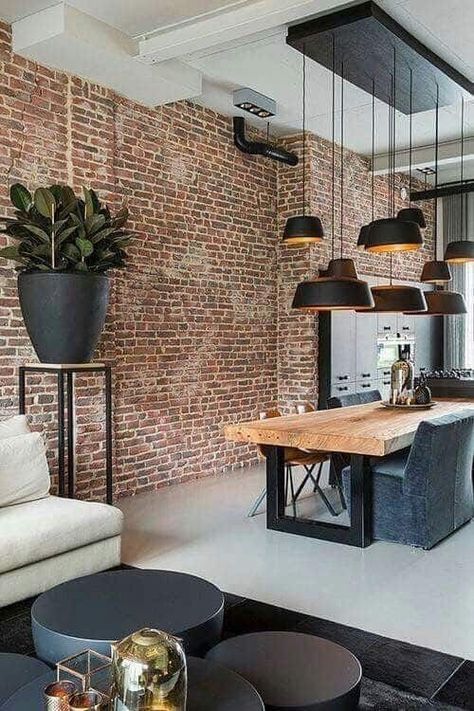 Luxury Dining Tables, Interior Design Per La Casa, Industrial Interior Design, Luxury Dining, Industrial House, Design Living Room, Design Living, Design Case, Small Living