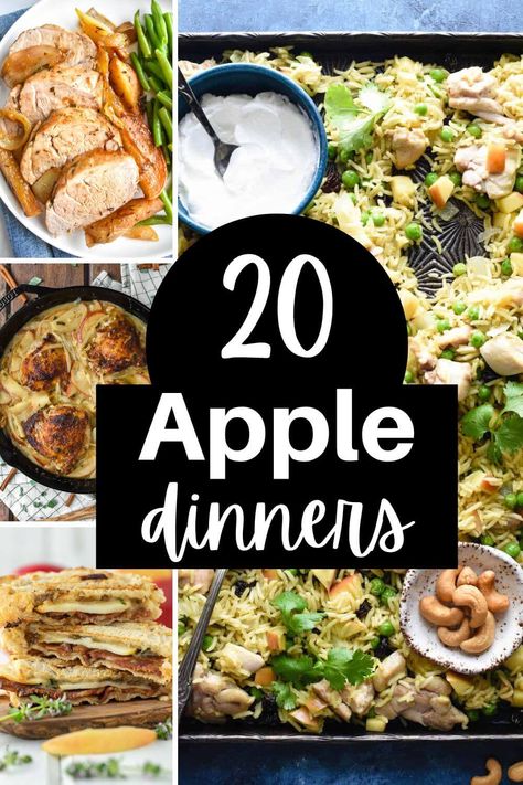 Easy Fall Apple Dinners Apples Dinner Recipe, Fall Dinner Recipes With Apples, Dinner Apple Recipes, Fall Apple Recipes Dinner, Apple Recipe Savory, Dinner Ideas With Apples, Apples For Dinner, Apple Recipes Healthy Dinner, Apple And Meat Recipes