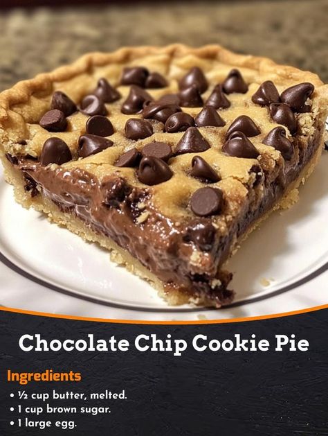 Recipes Lovers with Olivia | Chocolate Chip Cookie Pie | Facebook Chocolate Chip Cookie Pie, Cookie Pie, Chocolate Chip Cookie, Chip Cookies, Treat Yourself, Chocolate Chip Cookies, Cupcake Cakes, Chocolate Chip, Pie