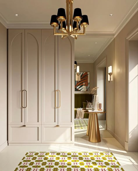 Adding Closets To Old Homes, French Wardrobe Design, Mirror Next To Tv, Pretty Flooring, Art Deco Dressing Room, Wardrobe Shutter Design, French Closet, Wall Decor Trends, Small Dressing Rooms