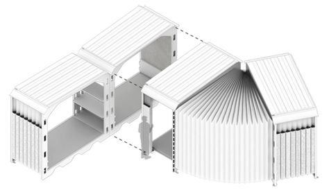 Accordion-like SURI shelters provide rapid emergency housing for refugees | Inhabitat - Sustainable Design Innovation, Eco Architecture, Green Building Module Architecture, Emergency Housing, Favelas Brazil, Emergency House, Mobile Architecture, Modular Housing, Shelter Design, Temporary Structures, Eco Architecture