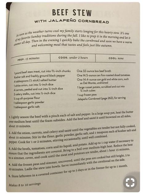 Joanna Gaines beef stew Joanna Gaines Beef Stew Recipe, Joanna Gaines Beef Stew, Beef Stew Soup, Best Beef Stew Recipe, Joanna Gaines Recipes, Magnolia Kitchen, Dinner Beef, Jalapeño Cornbread, Hungry Eyes