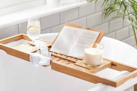 The Aldi bath tray is back in stock! Quick... it'll be gone soon | Real Homes Bathtub Caddy Tray, Bathtub Storage, Bathtub Sizes, Wooden Bathtub, Tub Tray, Bath Board, Bathtub Caddy, Bath Shelf, Bathtub Tray