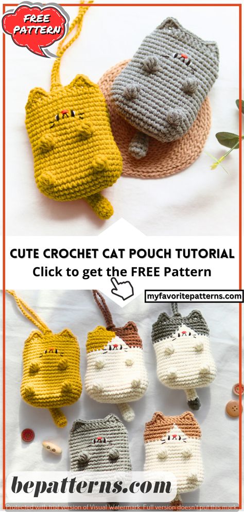 "Crochet Projects for Home | Add Charm to Every Corner Crochet Cat Accessories Free, Crochet Cat Bag Charm, Crochet Ear Bud Holder, Cute Crochet Pouch Pattern, Earbuds Pouch Crochet, Crochet Earphone Case Free Pattern, Cat Pouch Crochet, Crochet Patterns Pouch, Easy Crochet Patterns For Beginners Step By Step